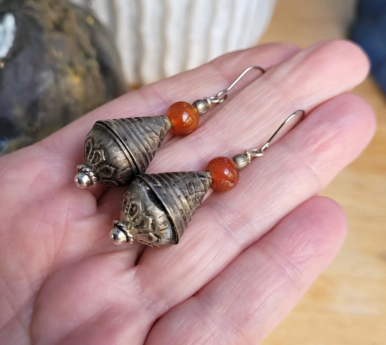 Een Berberse set armband en oorringen, tribale boho chic: cornalijn.. – photo 7